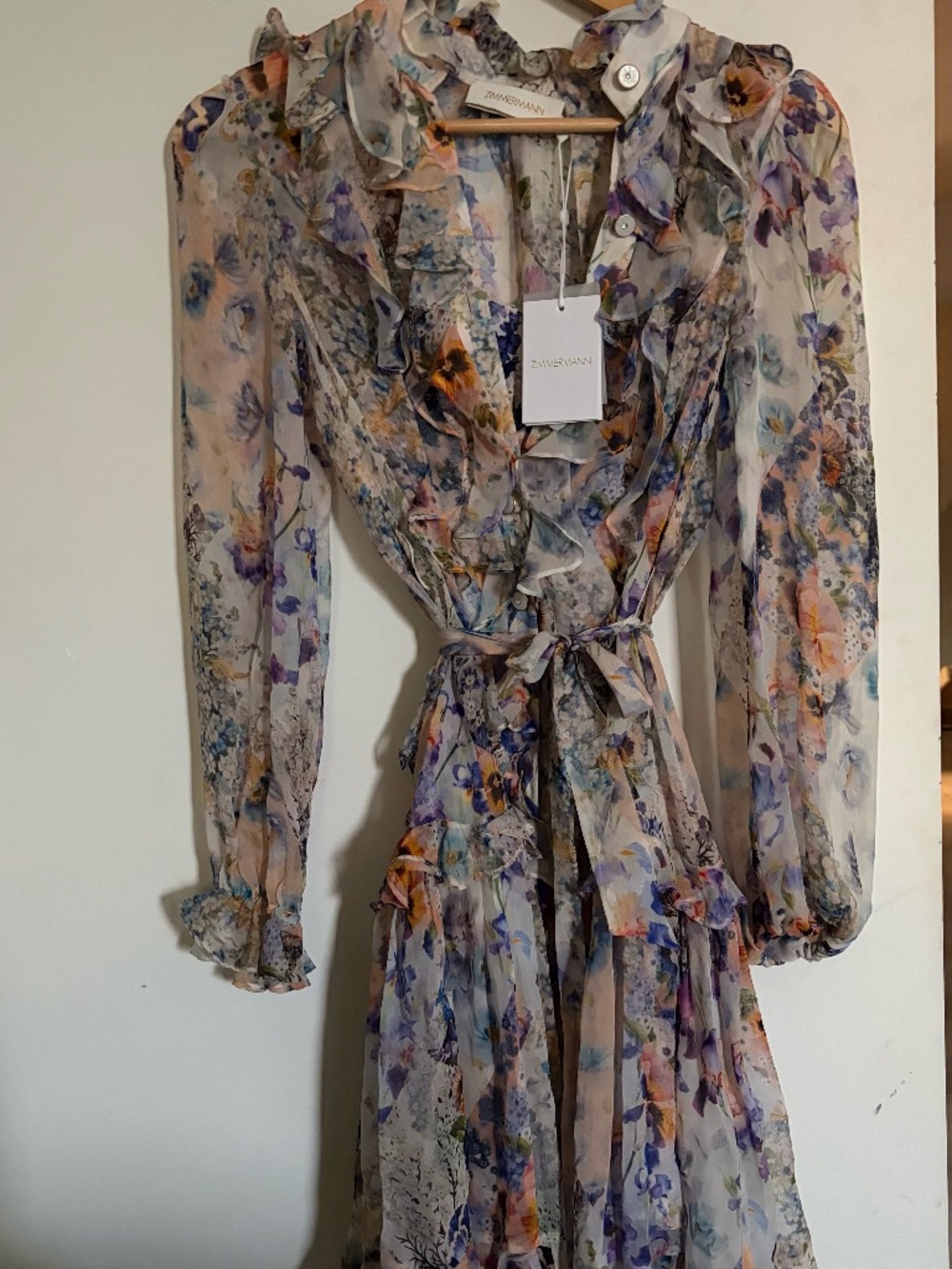NWT Zimmermann Tama Ruffled splice Floral Print Mini Dress